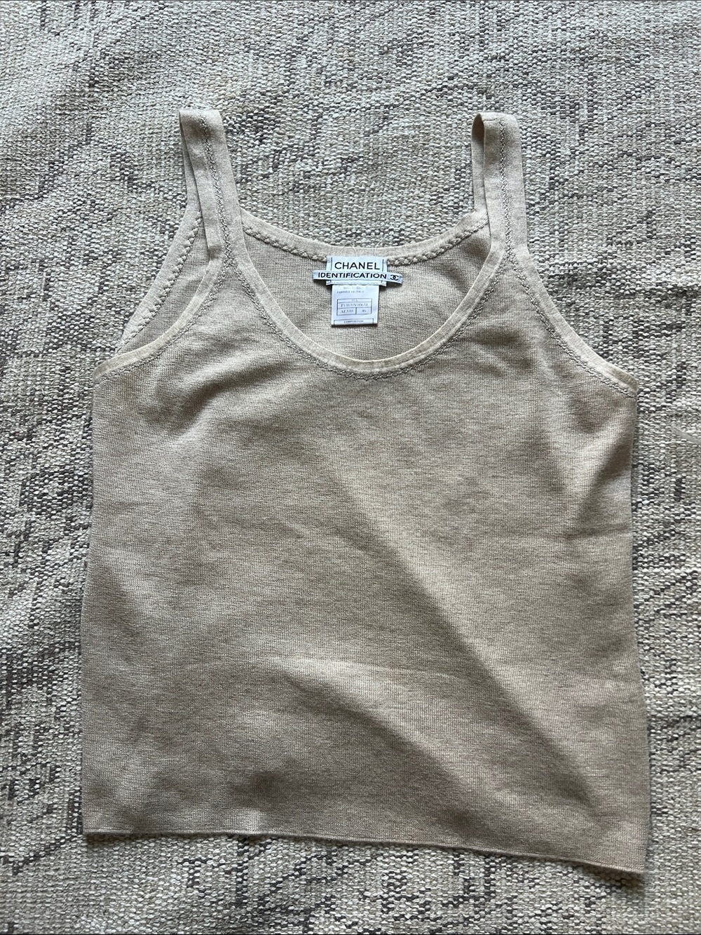 CHANEL knit Cream Cashmere and Silk Tank Top - Classic Sleeveless Women's Staple